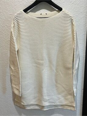 Women’s Cream Ribbed Knit tunic Sweater